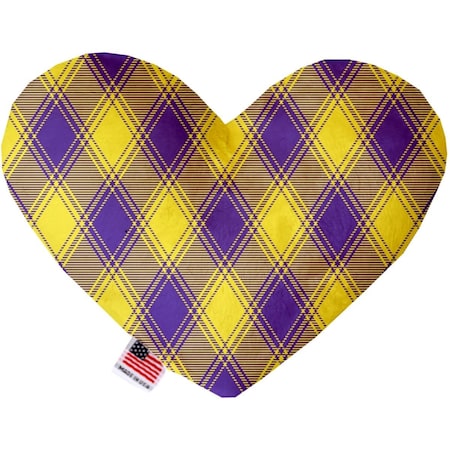 Mirage Pet Products Purple & Yellow Plaid Canvas Heart Dog Toy 8 in. 1354-CTYHT8